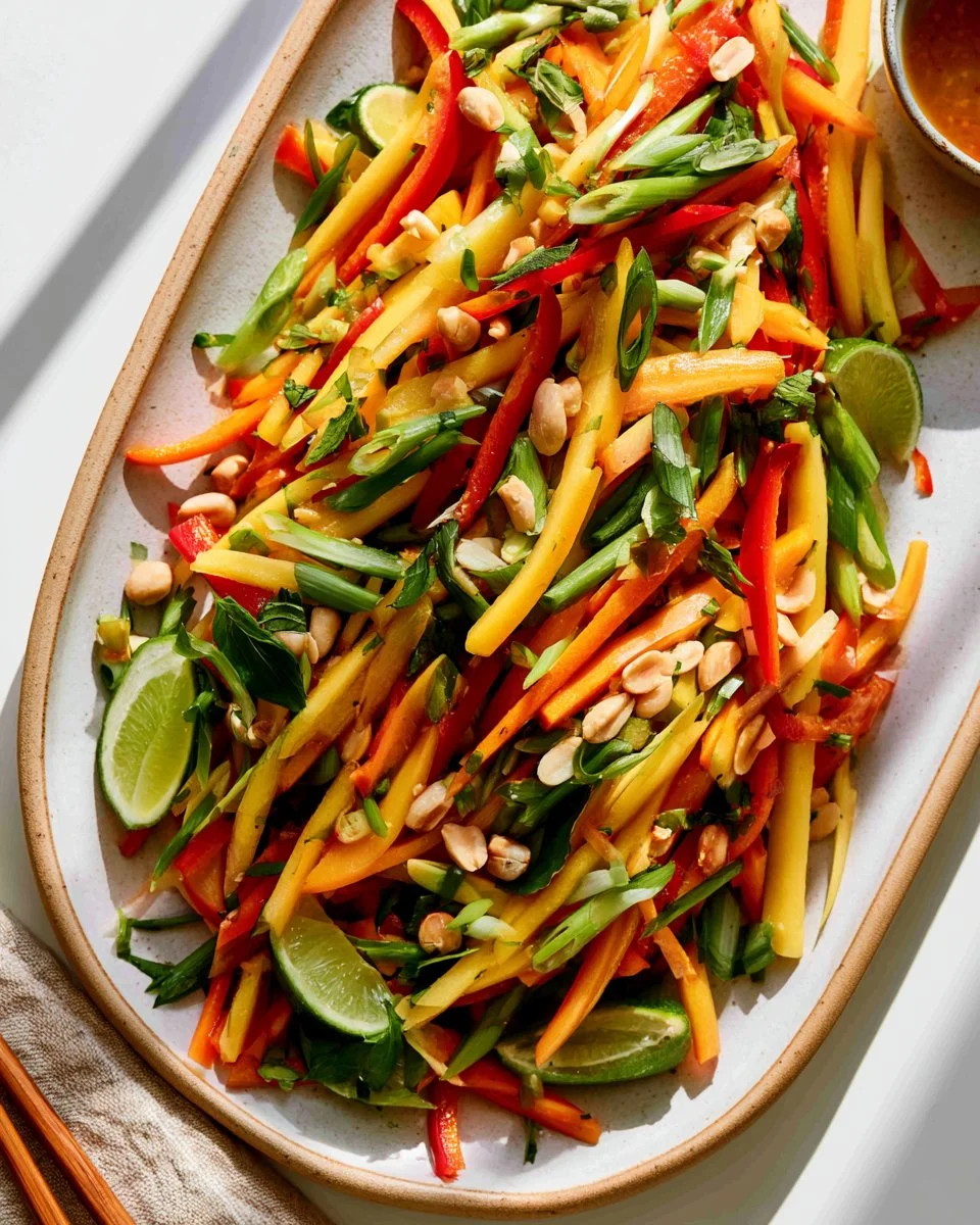 Colorful Thai Mango Salad with fresh ingredients and vibrant colors