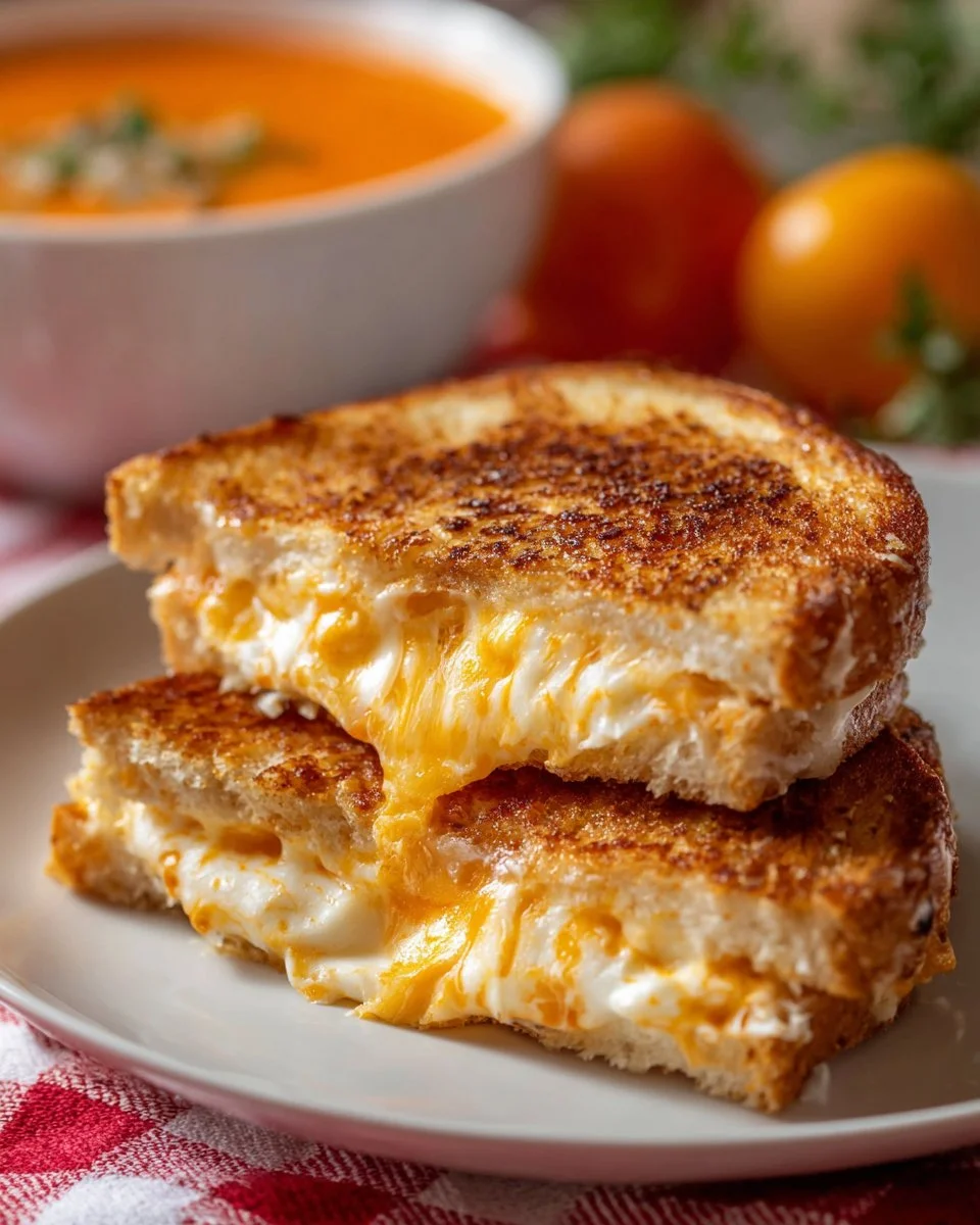 Perfectly grilled cheese sandwich with gooey melted cheese and golden crust