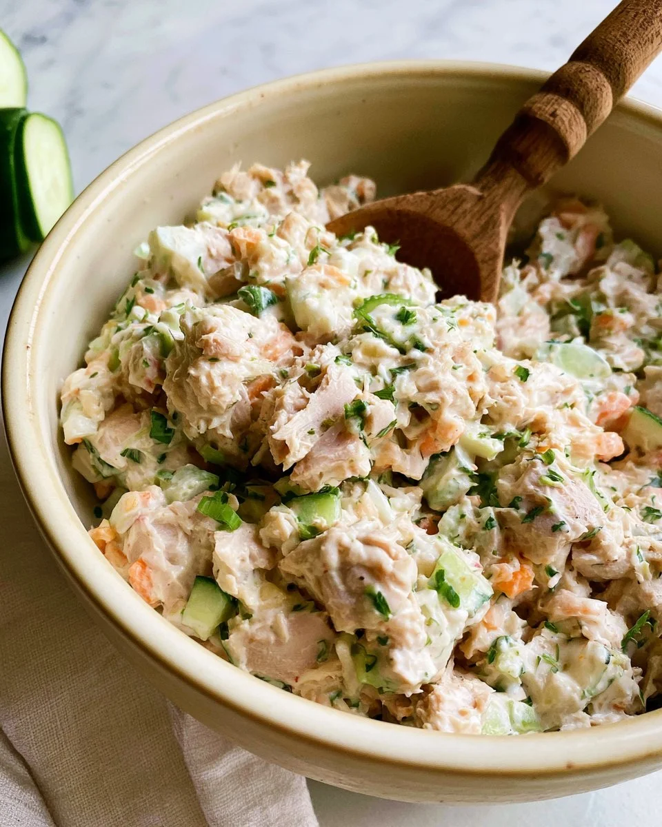 Healthy tuna salad without mayo served in a bowl