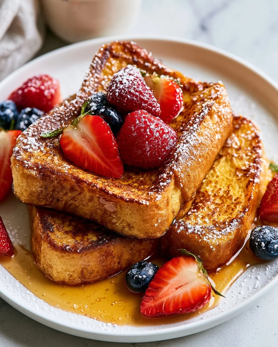 Delicious 3 ingredient easy French toast served on a plate