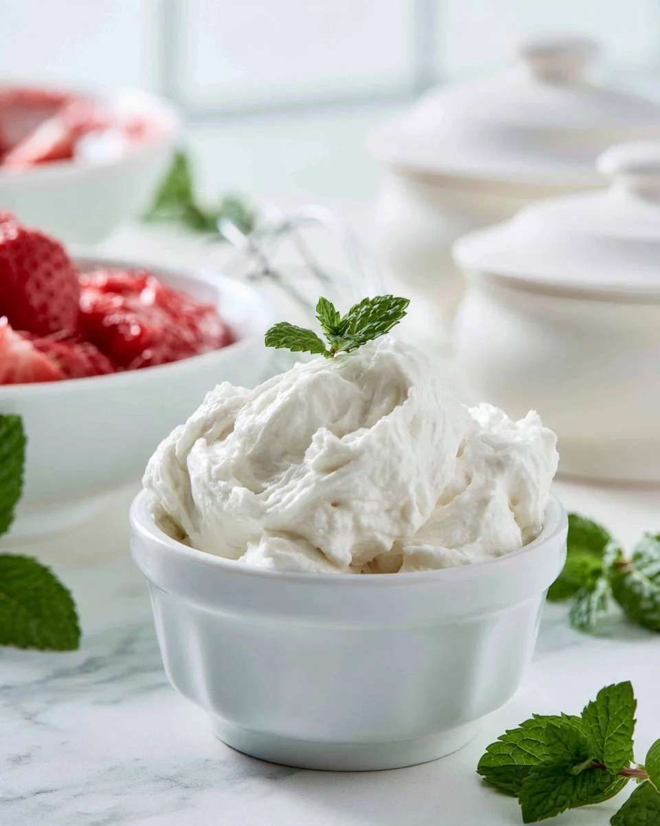 Delicious homemade whipped cream made with three ingredients.