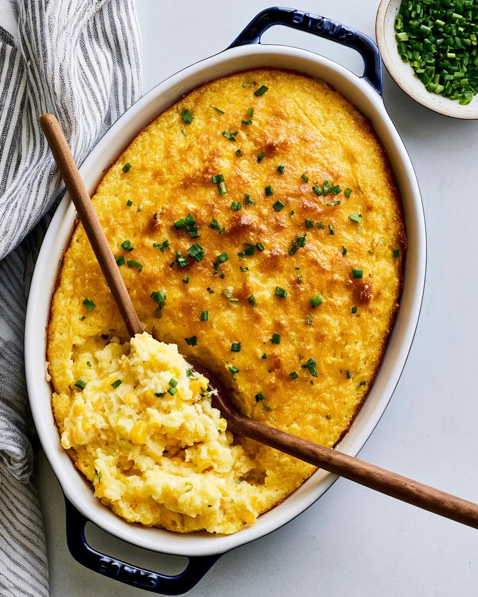 5 Ingredient Corn Casserole ready to be served