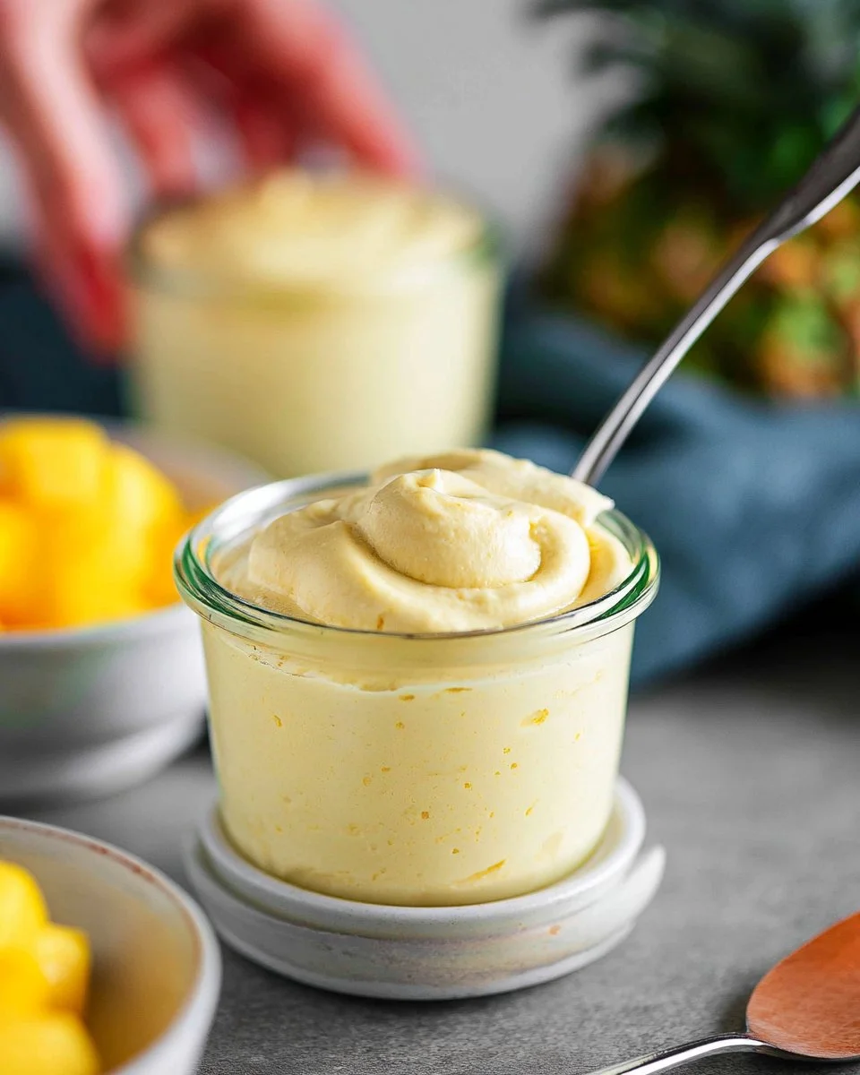 Delicious 5-minute tofu yogurt topped with fresh mango and pineapple
