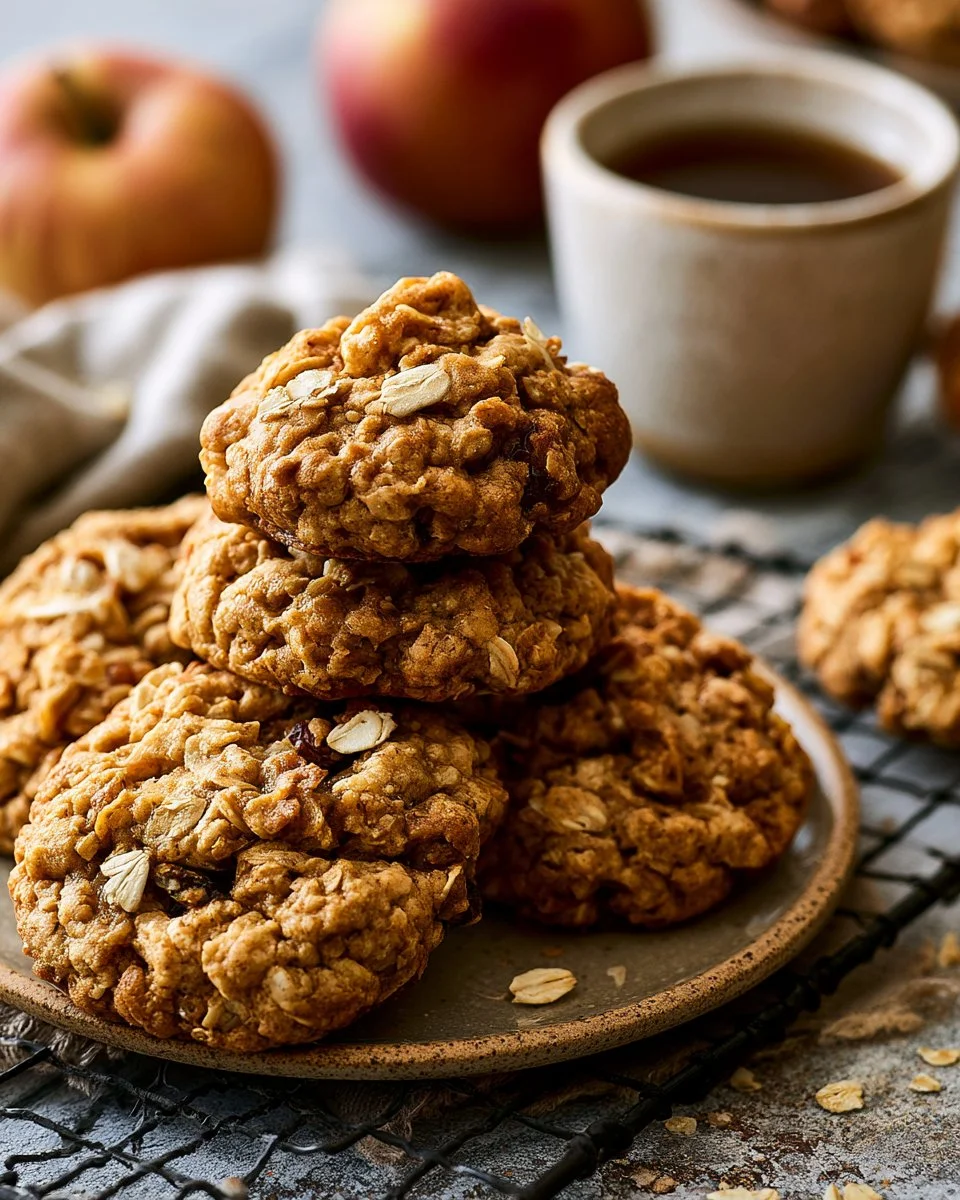 Delicious apple breakfast cookies on a wooden table