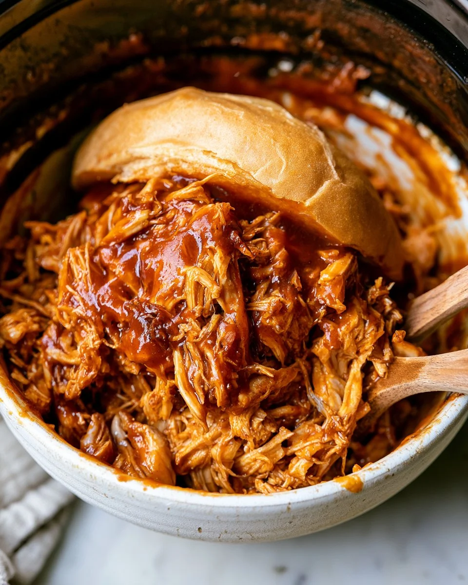 Delicious BBQ shredded chicken served with sides on a plate