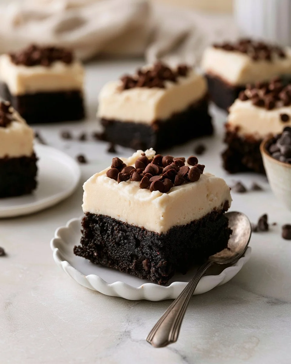 Delicious best ever brownies with rich frosting on top