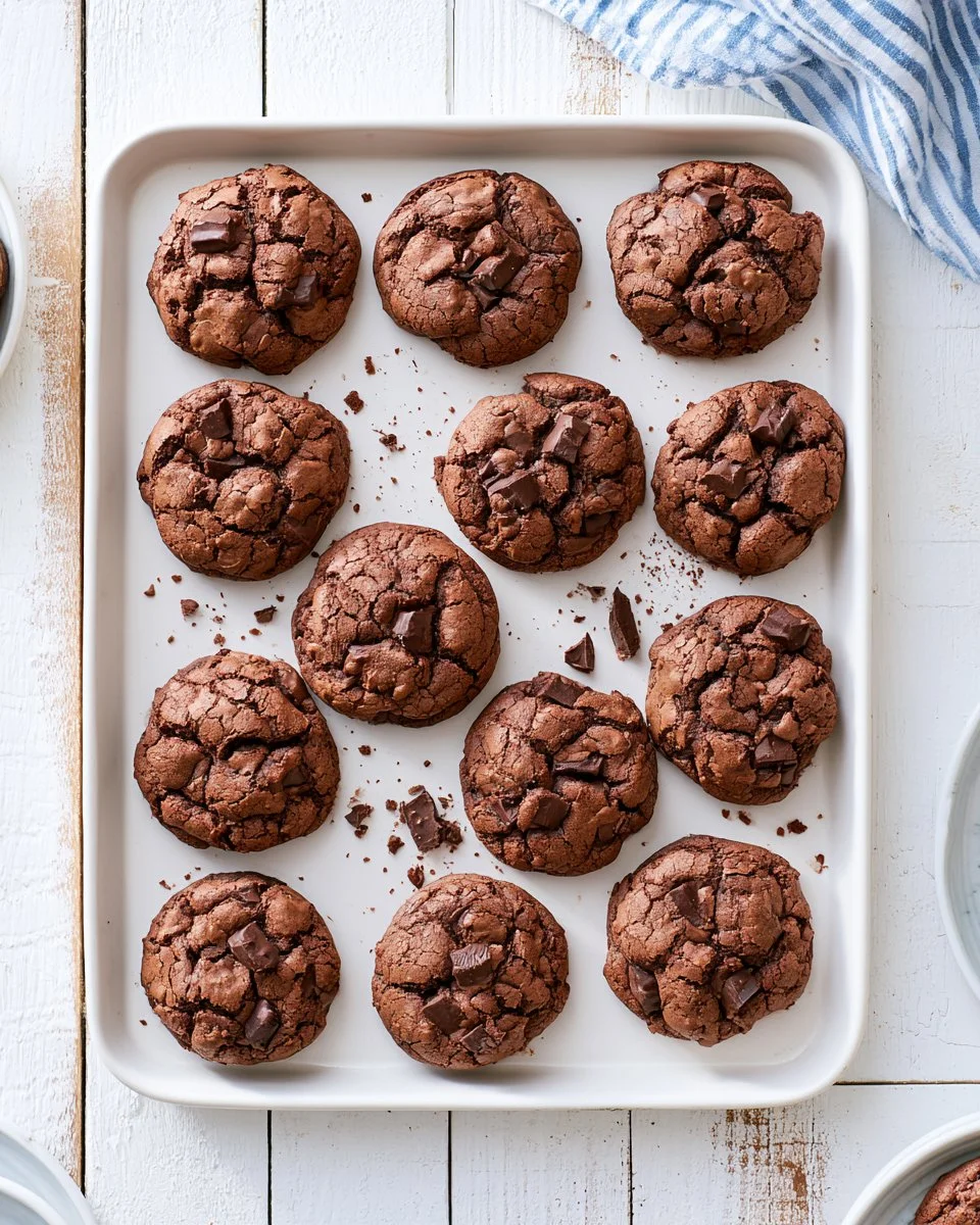 Decadent brownie mix cookies on a plate, ready to enjoy.