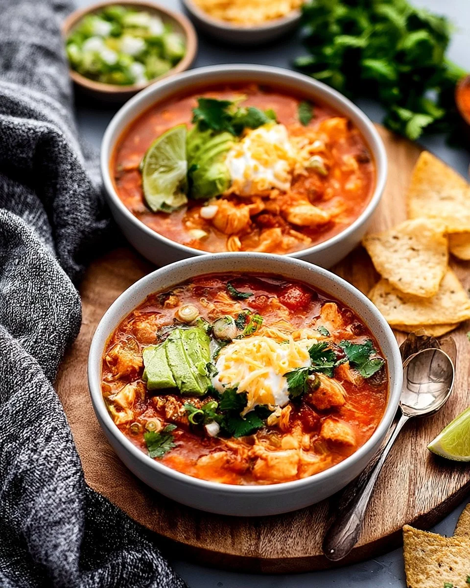 Bowl of hearty Buffalo Chicken Chili topped with green onions and cheese