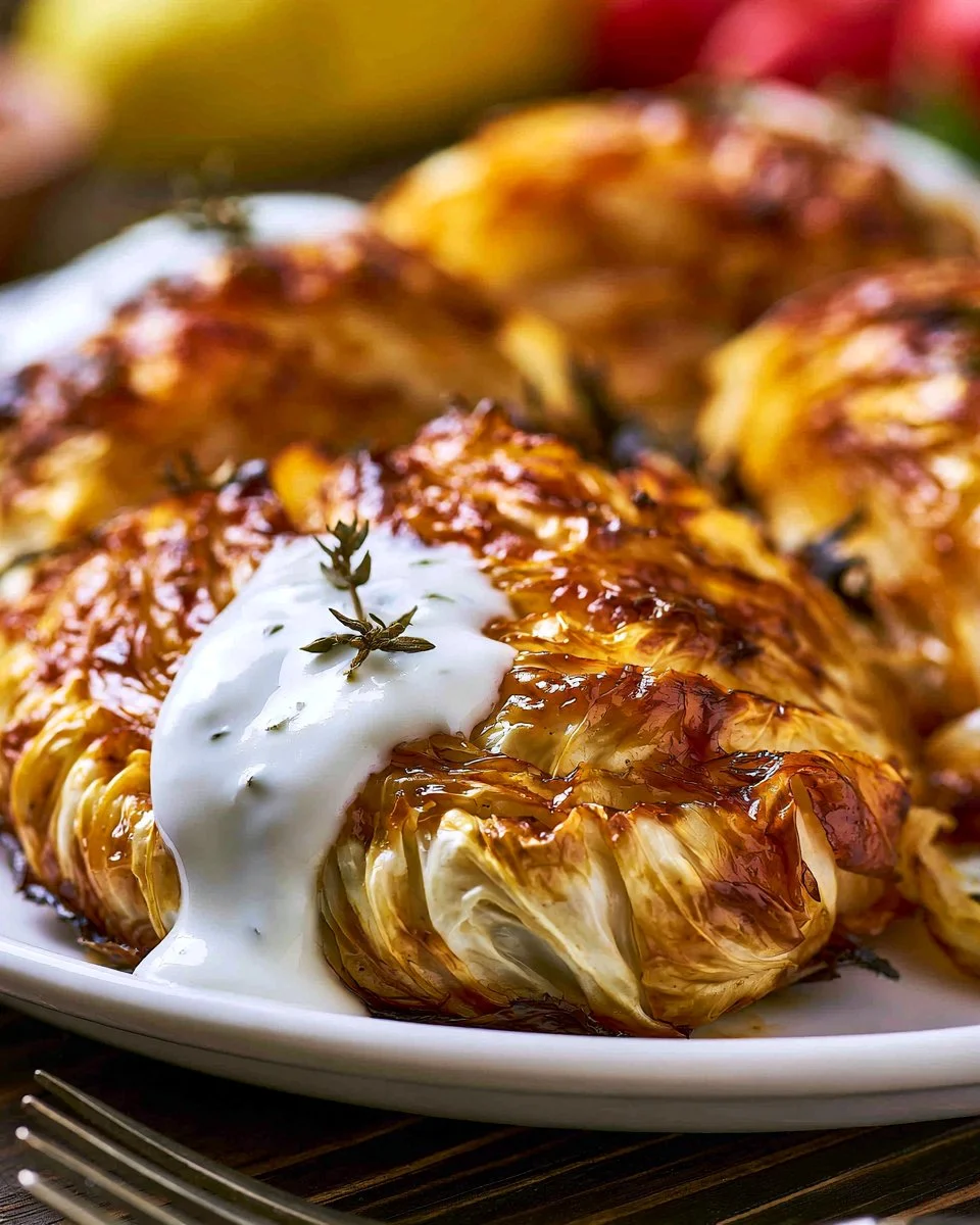 Delicious caramelized cabbage dish ready to serve