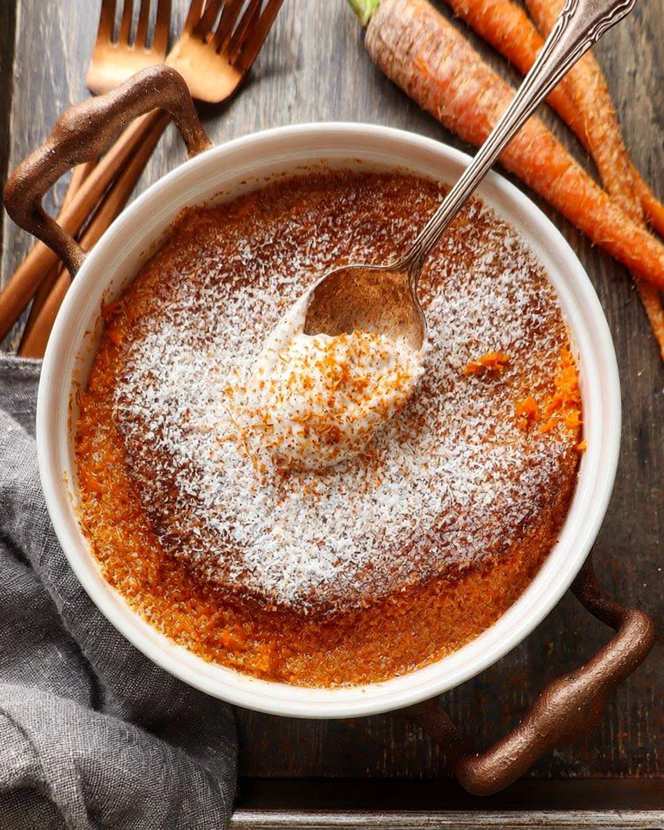 Delicious carrot soufflé served on a plate, showcasing its fluffy texture and vibrant color.