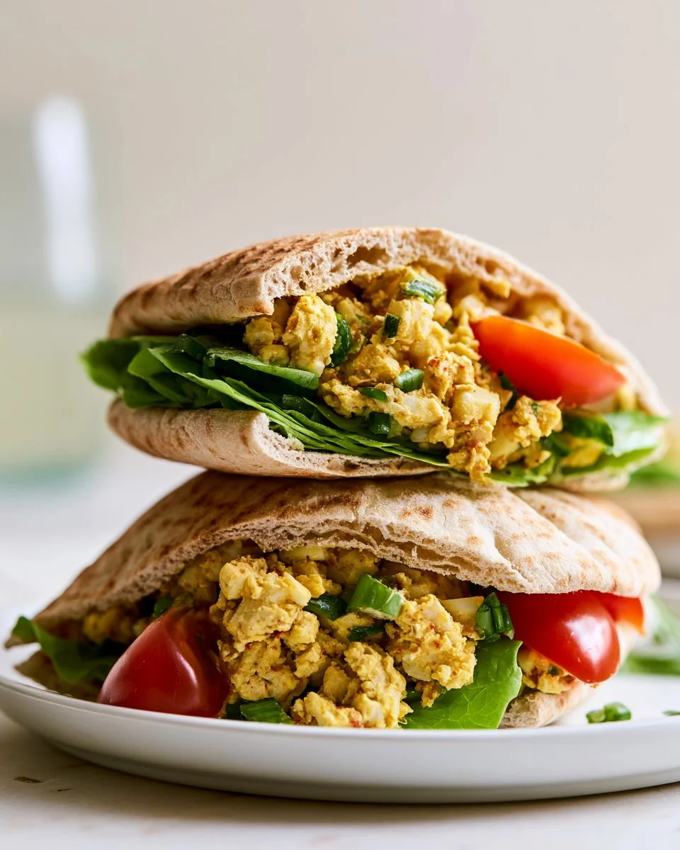 Chickpea salad sandwich garnished with fresh herbs and vegetables