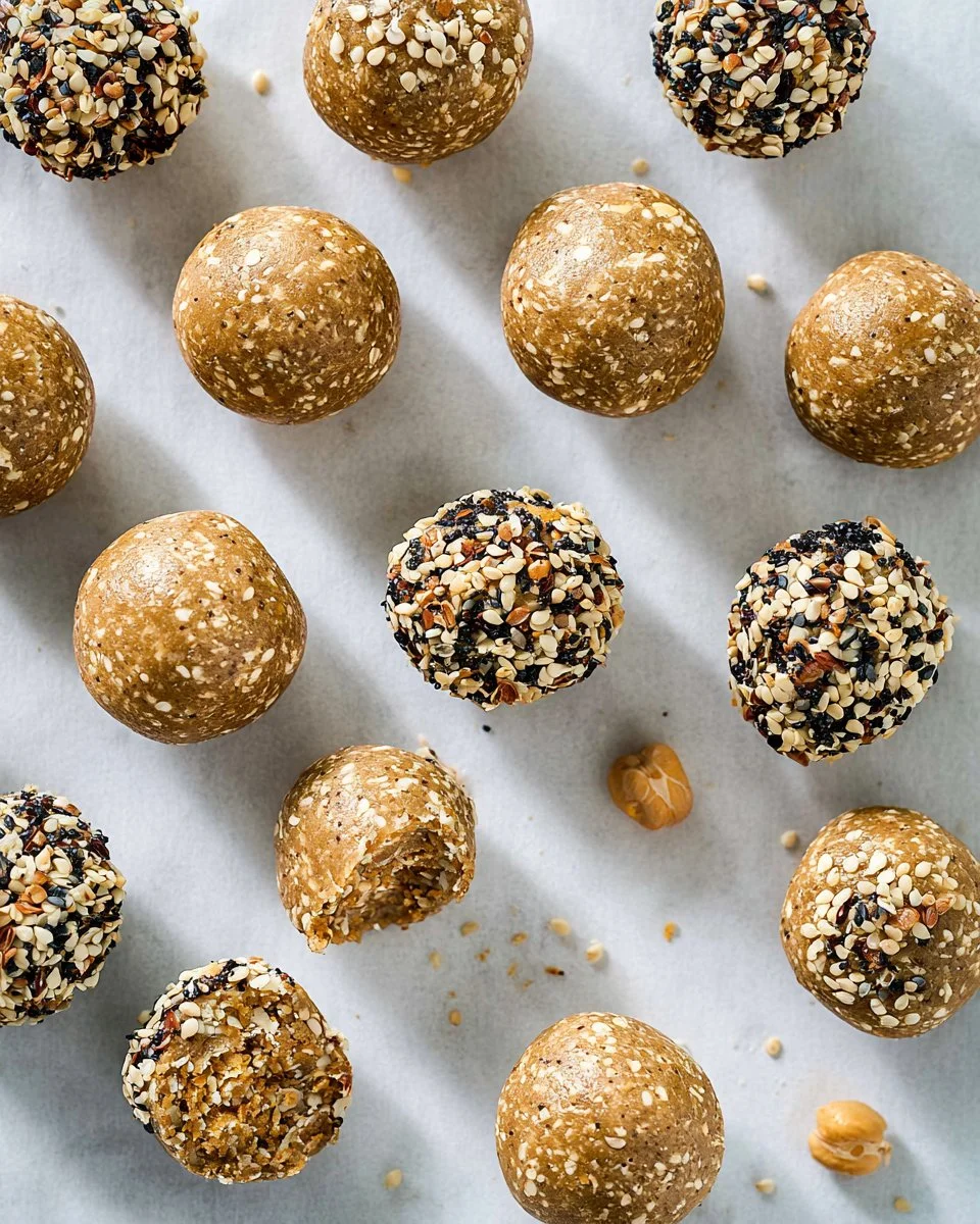 Chickpea Tahini Protein Balls on a plate, showcasing a nutritious snack option.