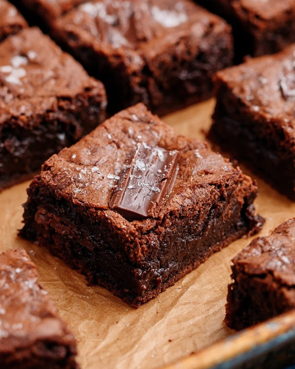 Decadent chocolate chunk brownie with gooey chocolate pieces