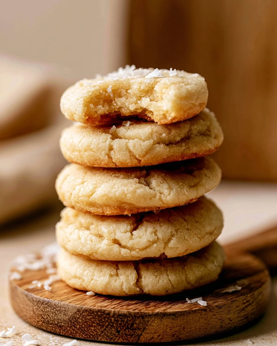 Freshly baked coconut sugar cookies on a plate