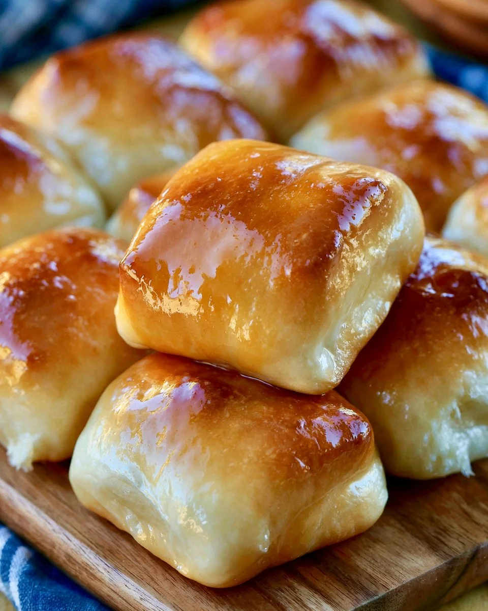 Delicious homemade Texas Roadhouse Rolls served warm with butter.