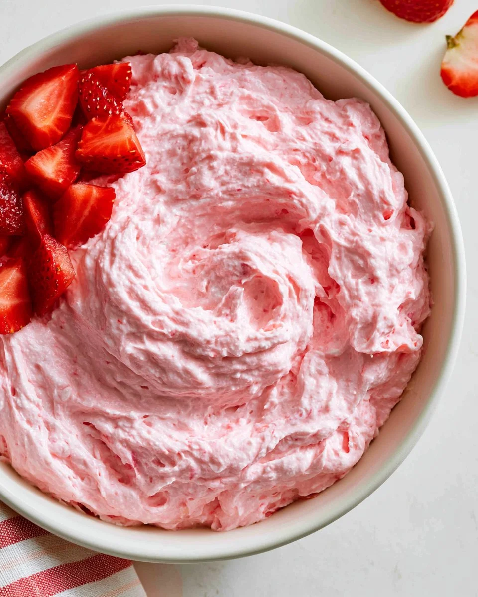 Colorful Cottage Cheese Jello Salad served in a bowl with fresh fruit.