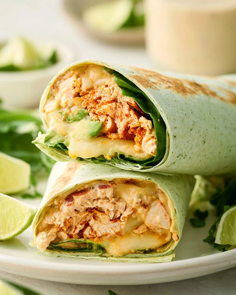 Creamy Chipotle Chicken Wrap with fresh ingredients and spices