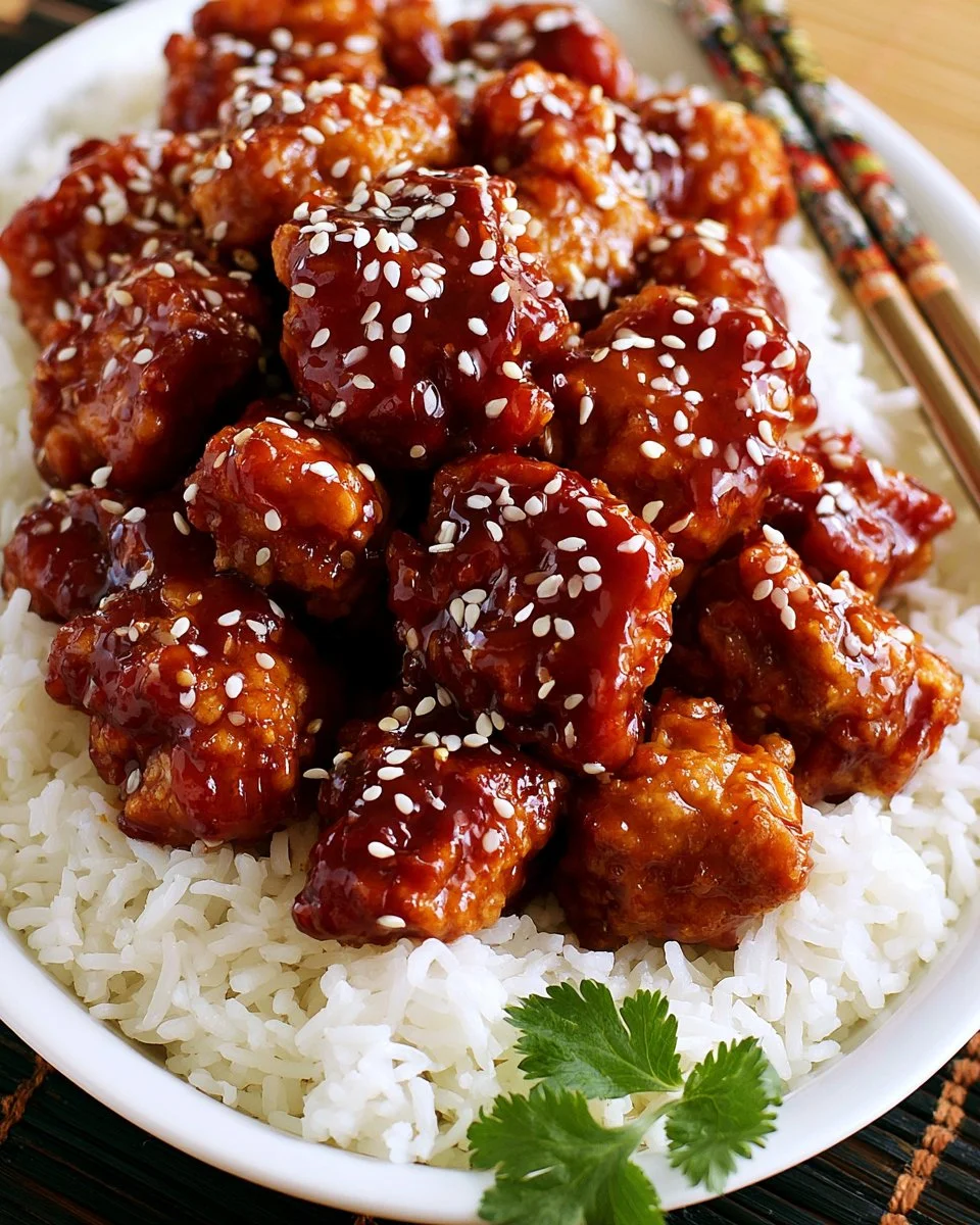 Crispy chicken plated with a savory sauce for a delicious meal.