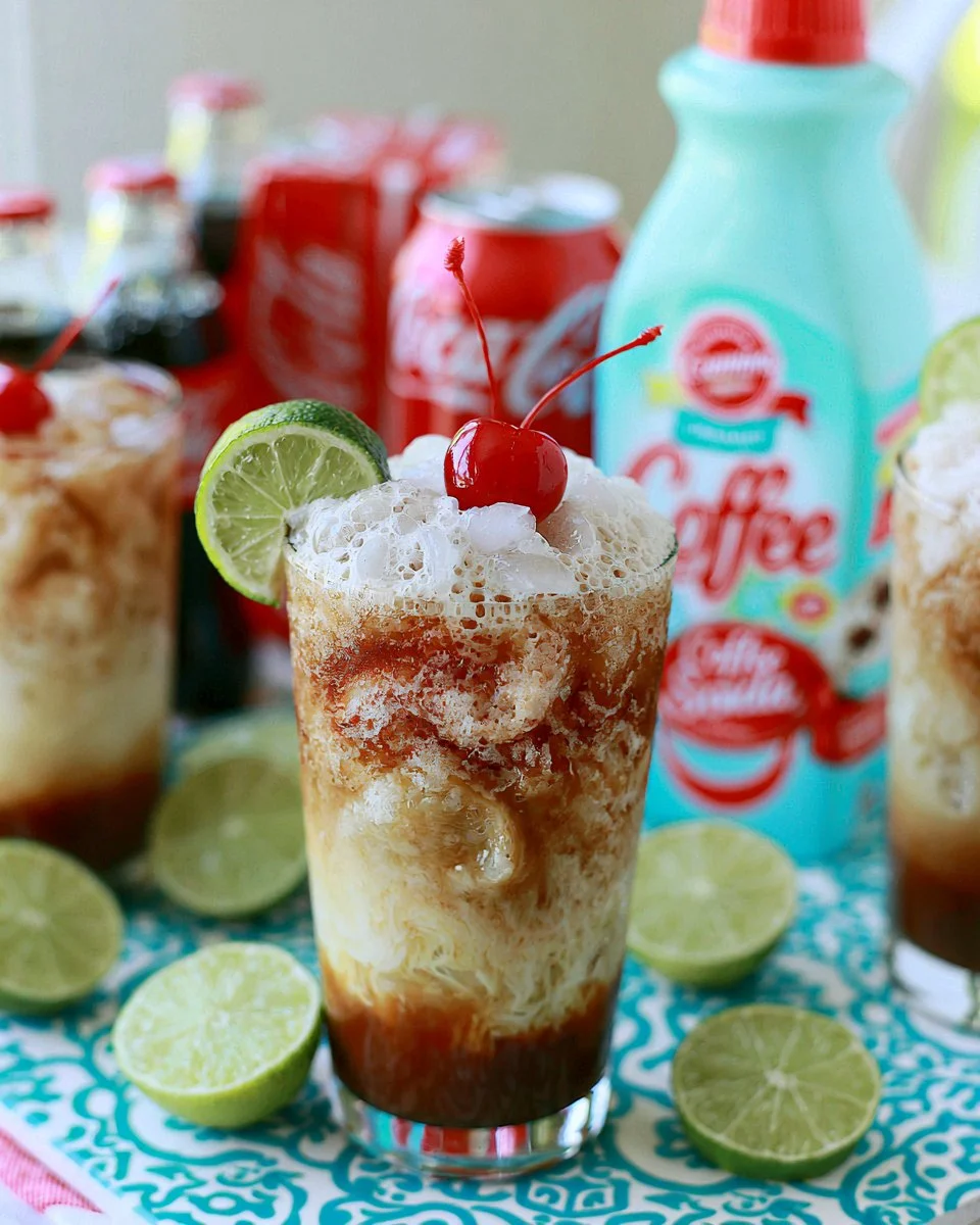 A colorful glass of dirty soda with ice and vibrant flavors