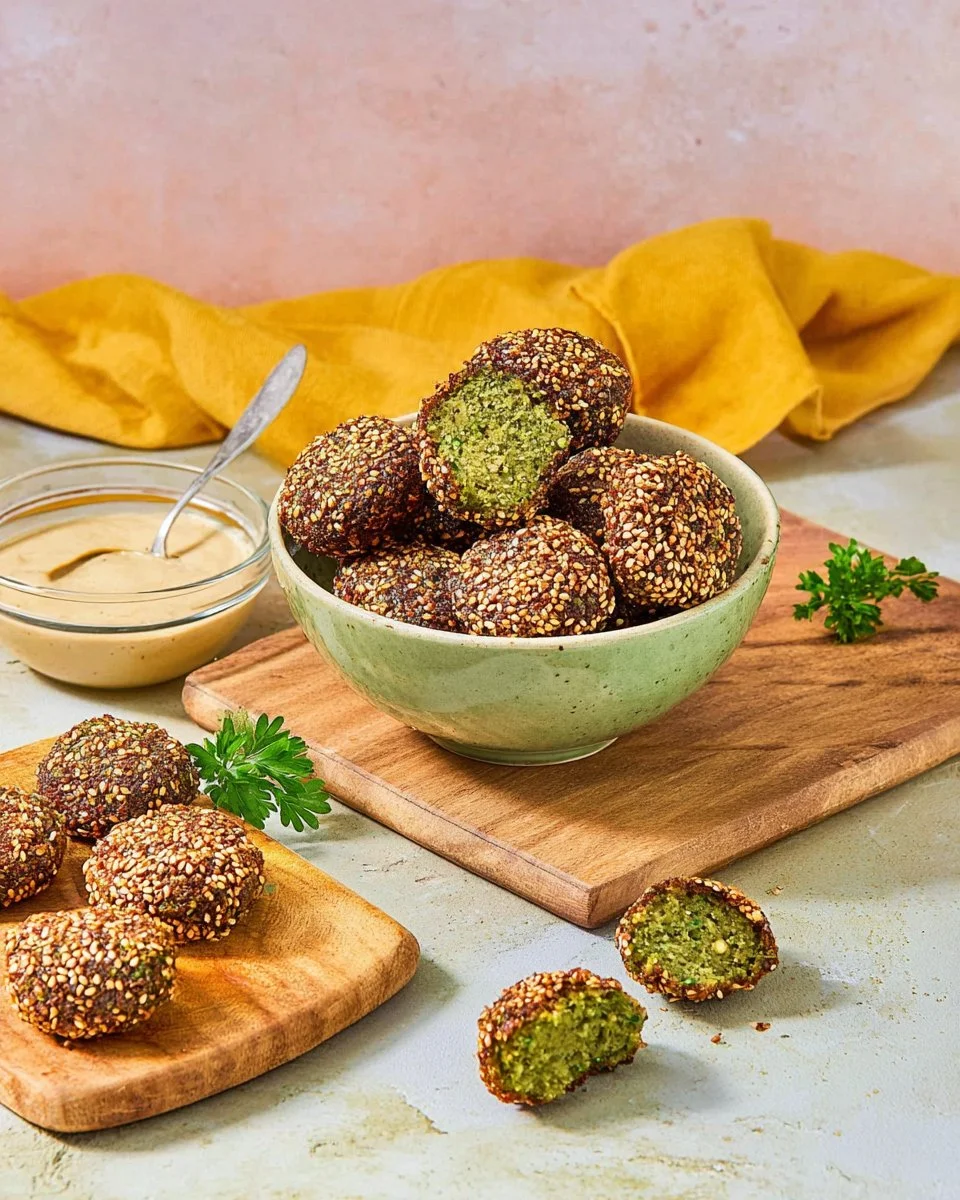 Perfectly shaped falafel balls ready to be served