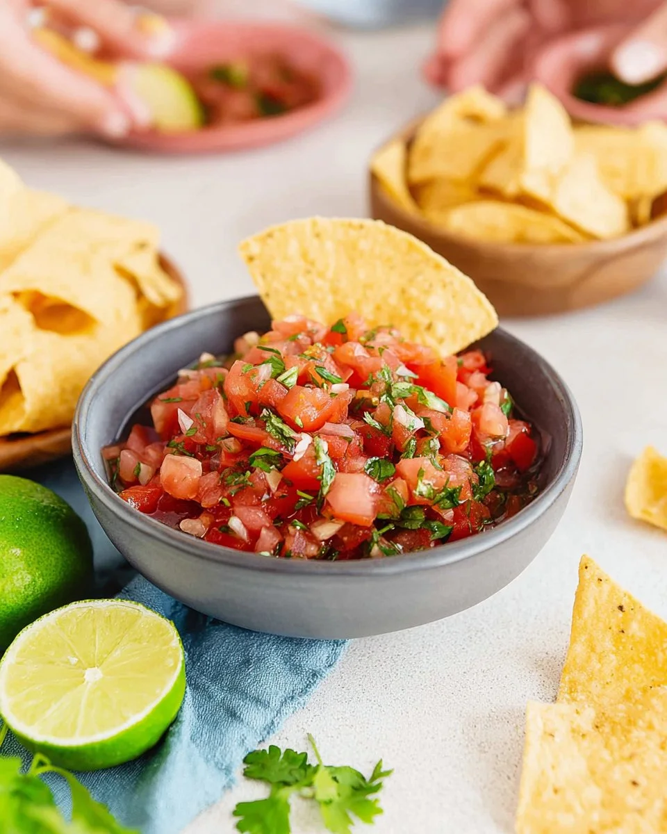 Bowl of easy homemade salsa fresca made with fresh tomatoes and herbs
