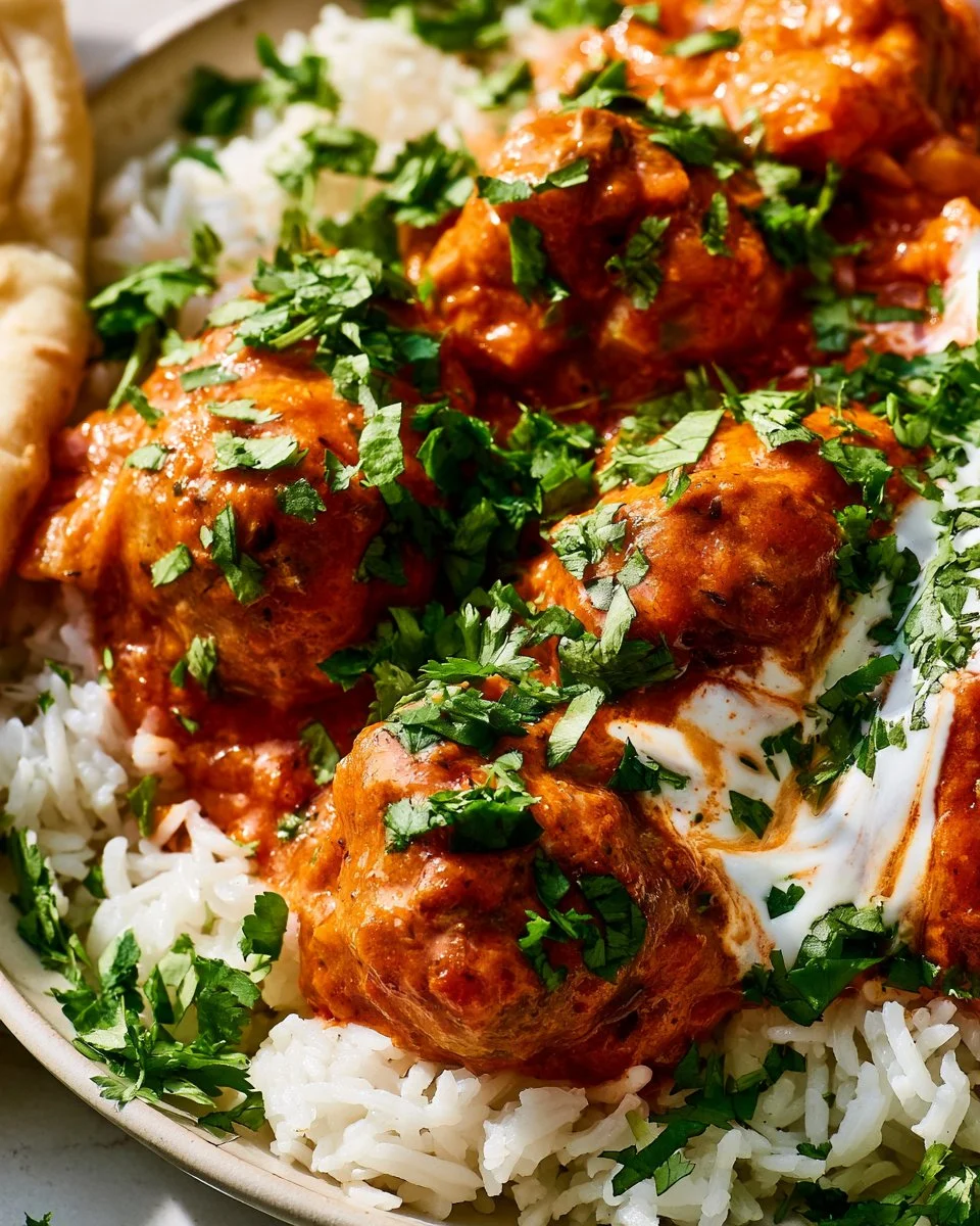 Delicious easy lamb curry served with rice and garnished with fresh herbs
