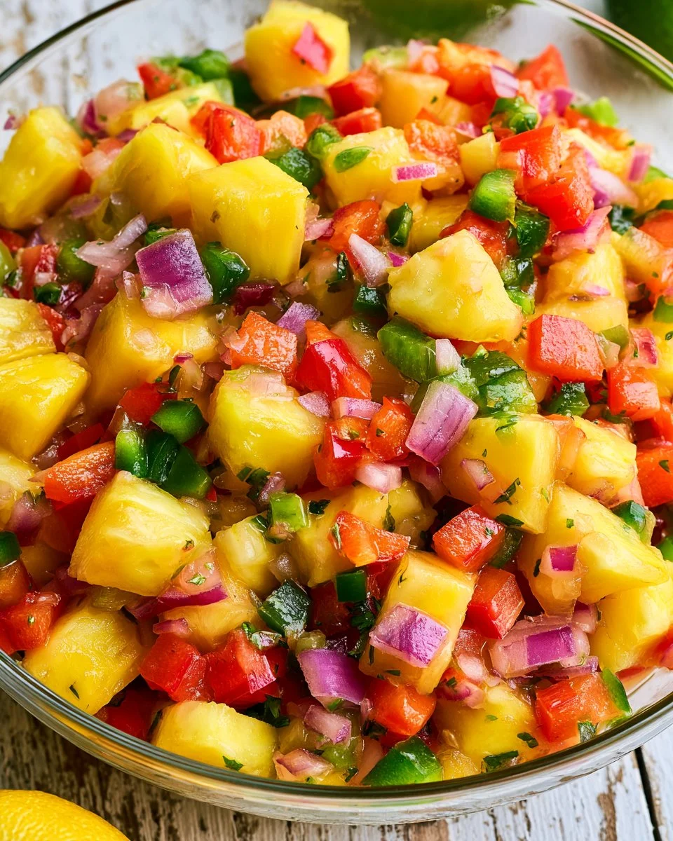 Delicious one pot pineapple salsa served in a bowl