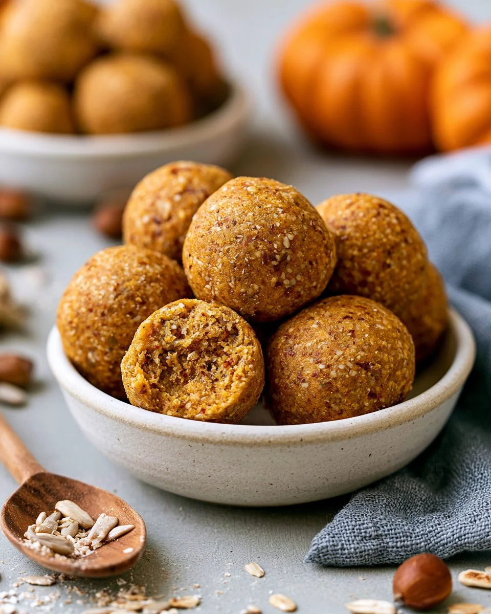Easy pumpkin pie energy balls recipe for a healthy snack