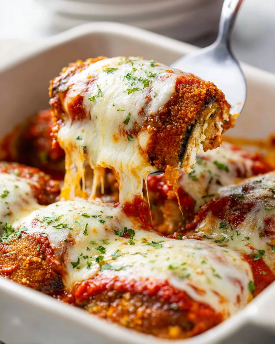 Delicious Eggplant Rollatini with ricotta and marinara sauce