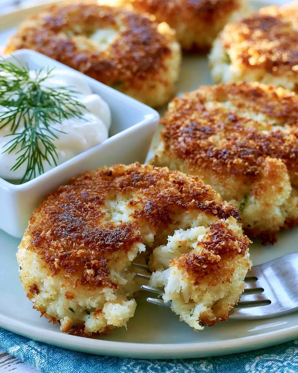 Delicious homemade fish cakes served on a plate with herbs and lemon.