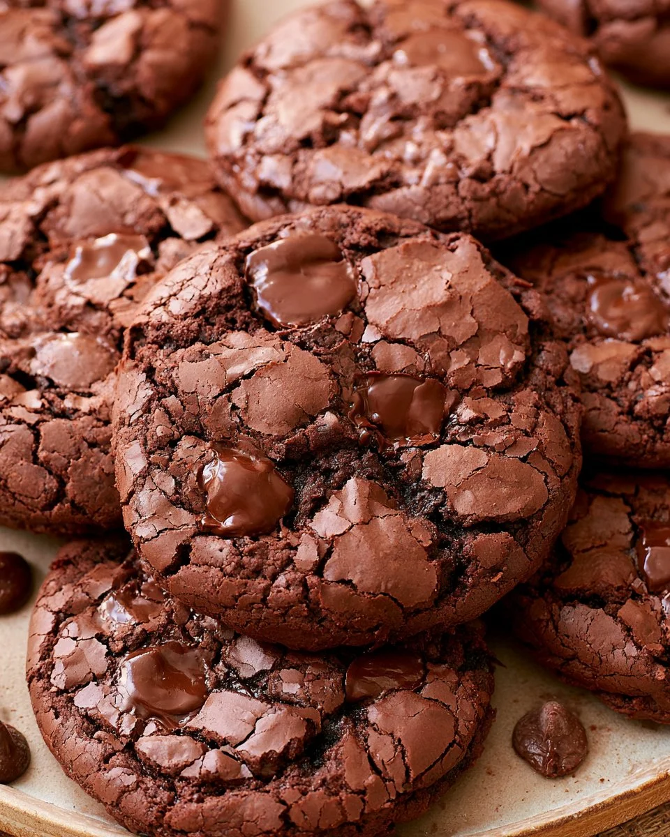 Flourless brownie cookies fresh from the oven, rich in chocolate flavor