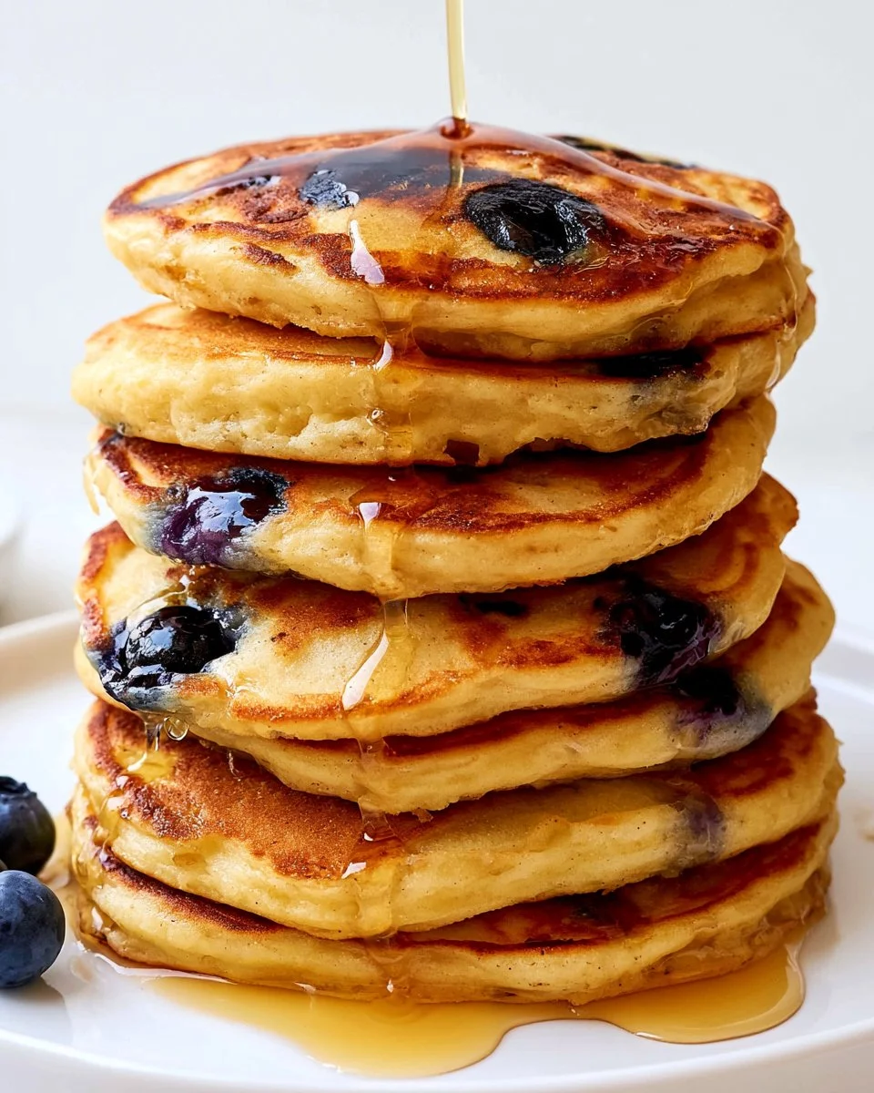 Fluffy coconut flour pancakes stacked with syrup and fresh fruit