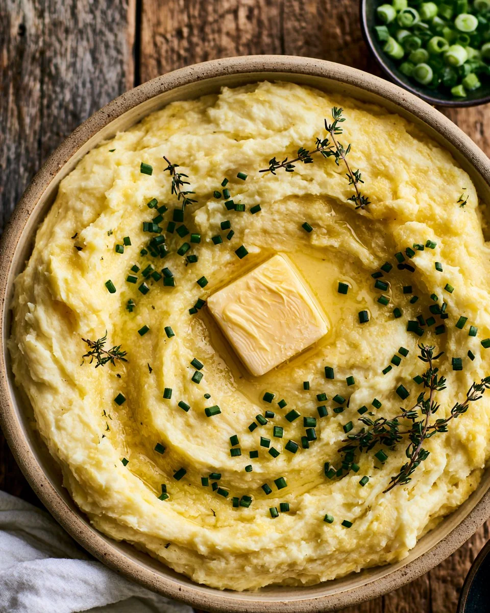 Creamy fluffy Parmesan mashed potatoes served in a bowl