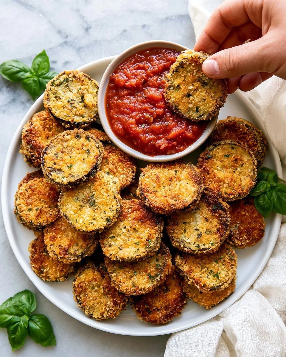 Deliciously crispy fried eggplant served on a plate