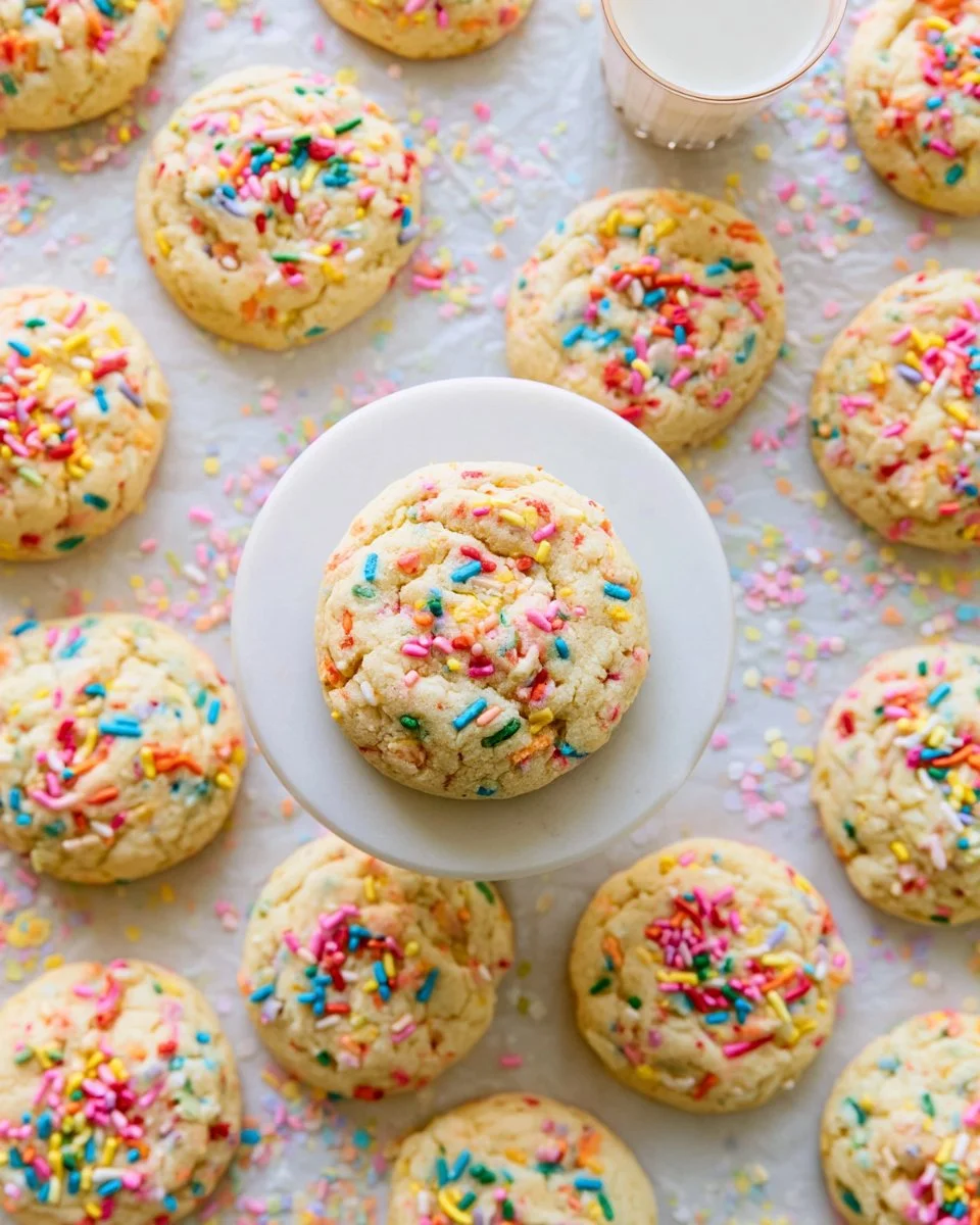 Delicious Funfetti Cookies topped with colorful sprinkles