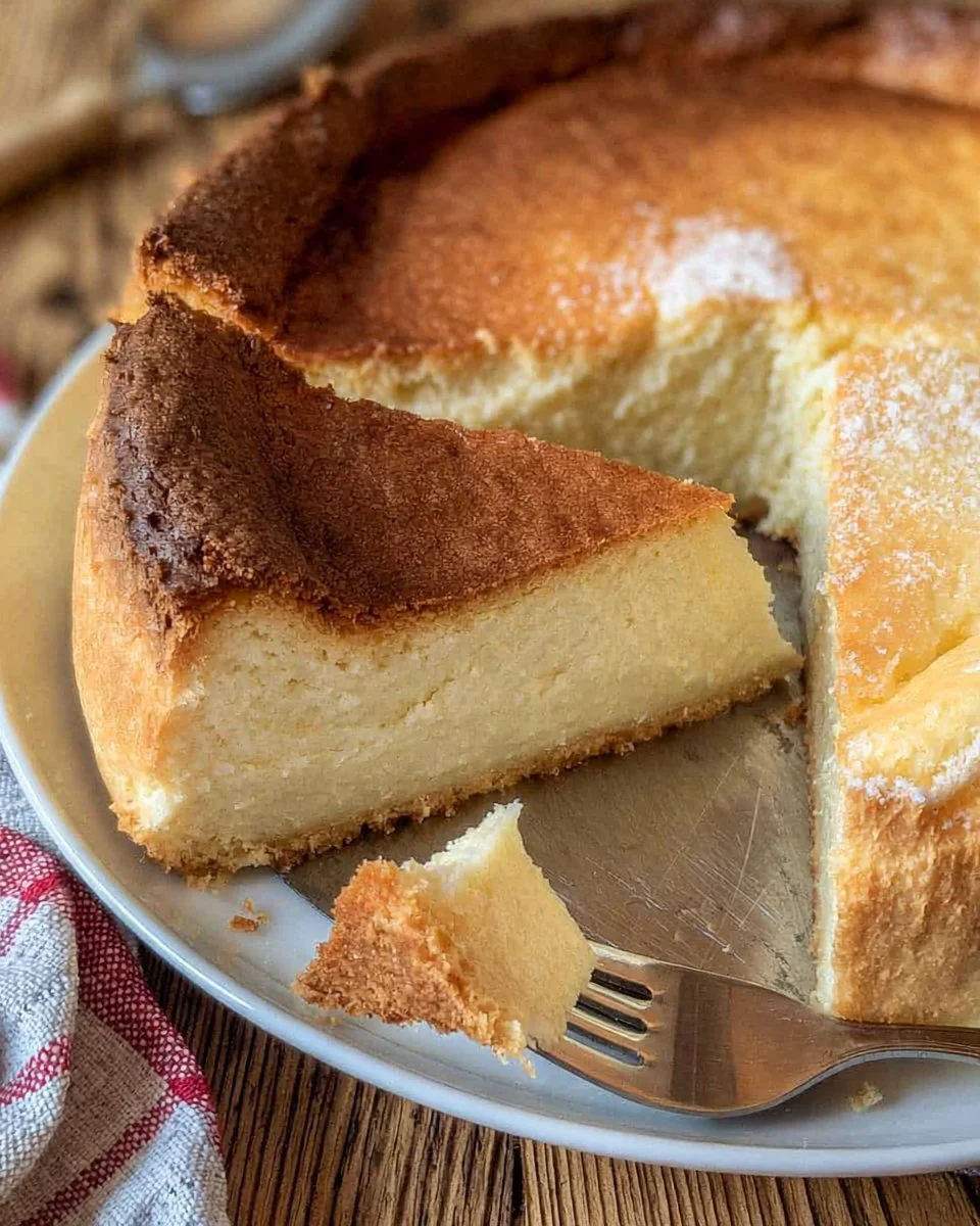Delicious slice of traditional German Cheesecake with rich creamy texture