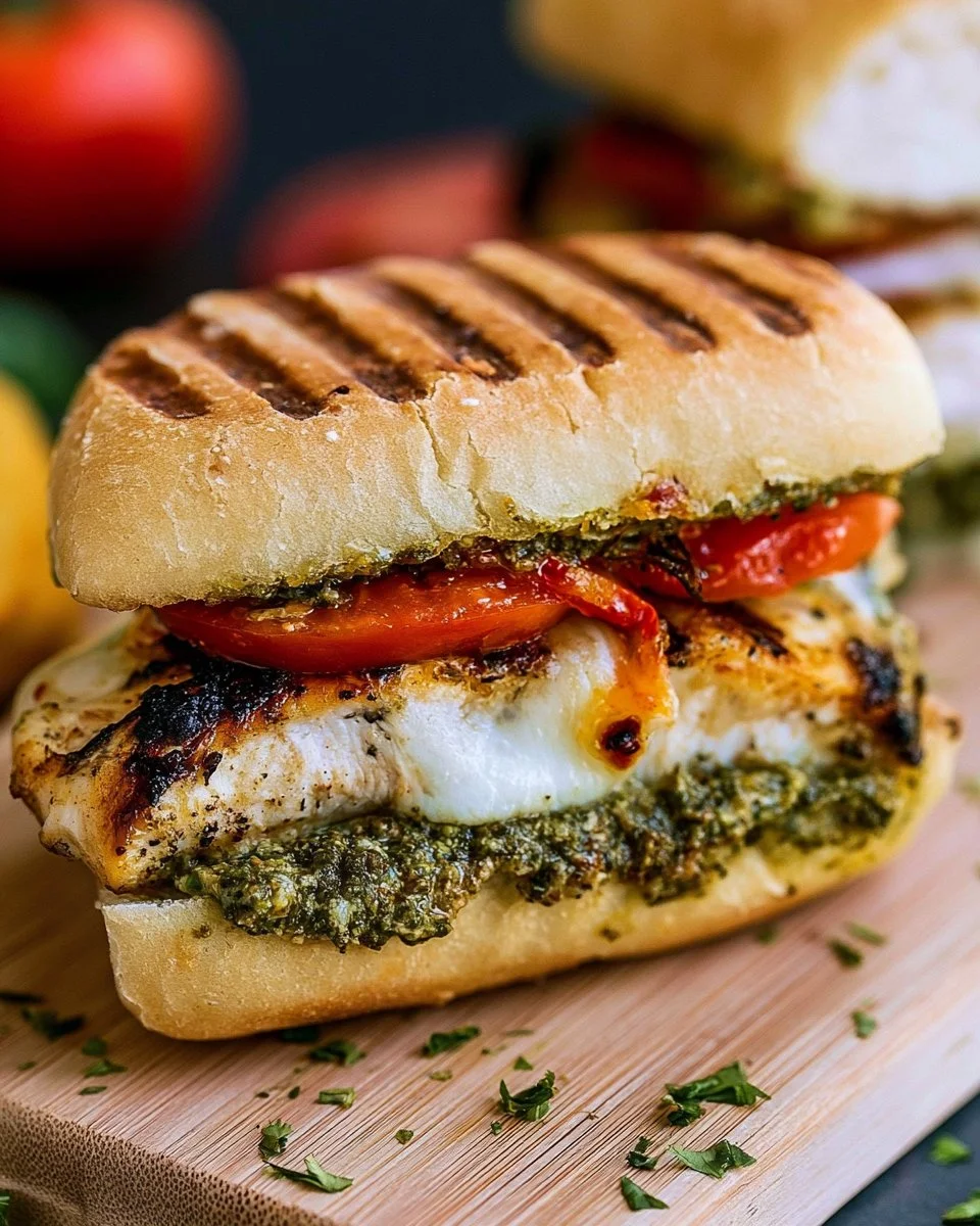 Delicious Grilled Chicken Pesto Sandwich served on a fresh bun