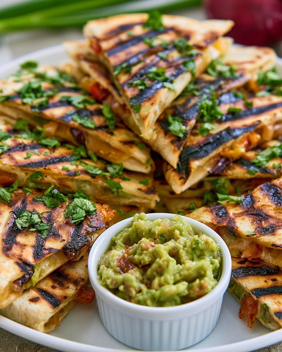 Delicious grilled veggie quesadillas filled with colorful vegetables and cheese.