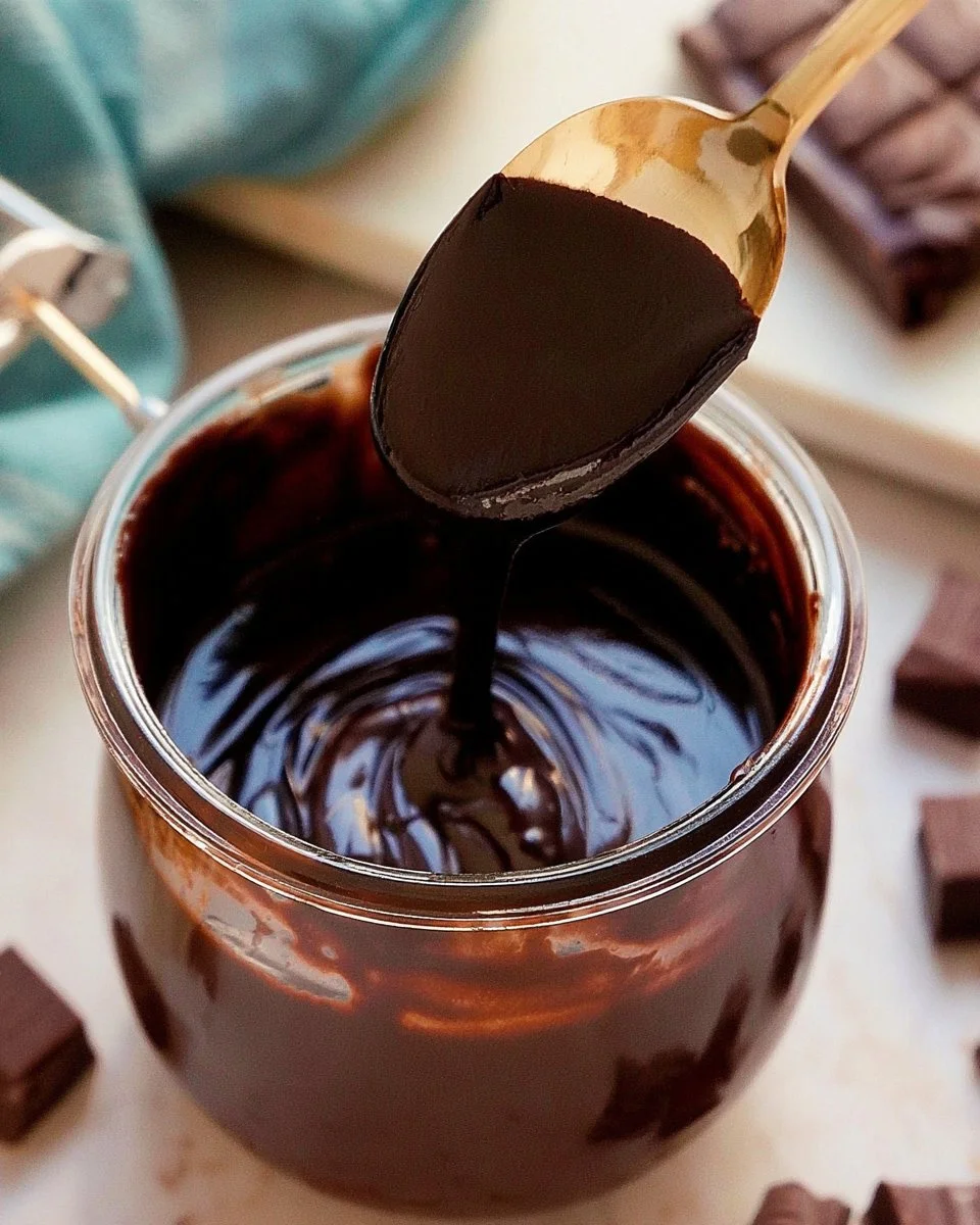 Delicious homemade hot fudge sauce drizzled over ice cream