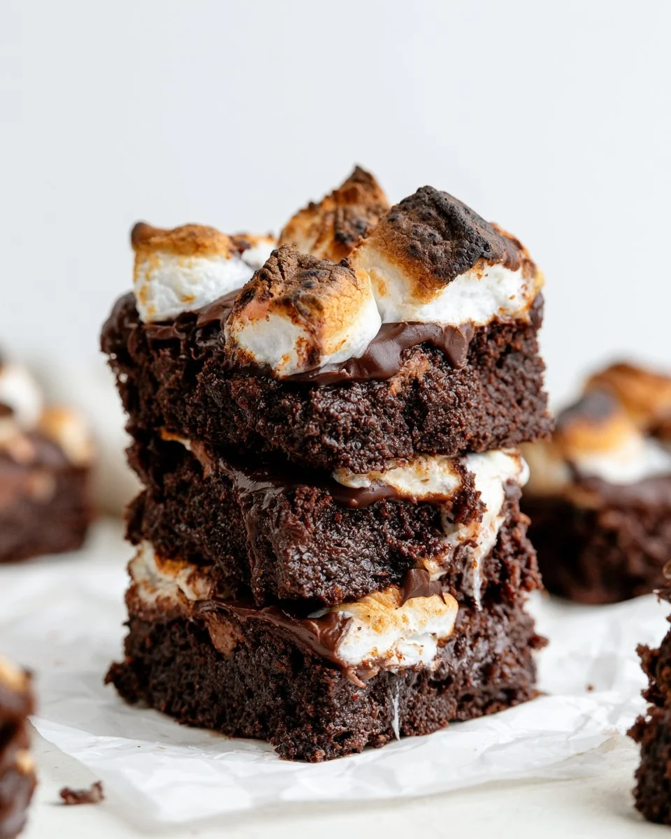 Delicious hot cocoa protein brownies topped with chocolate drizzle