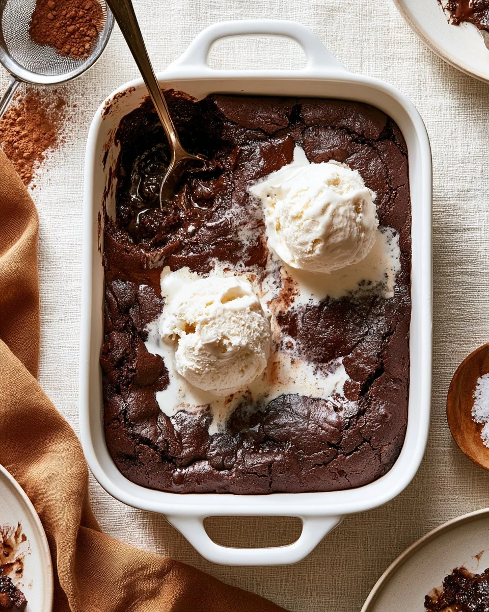 Delicious small batch brownie pudding recipe by Ina Garten