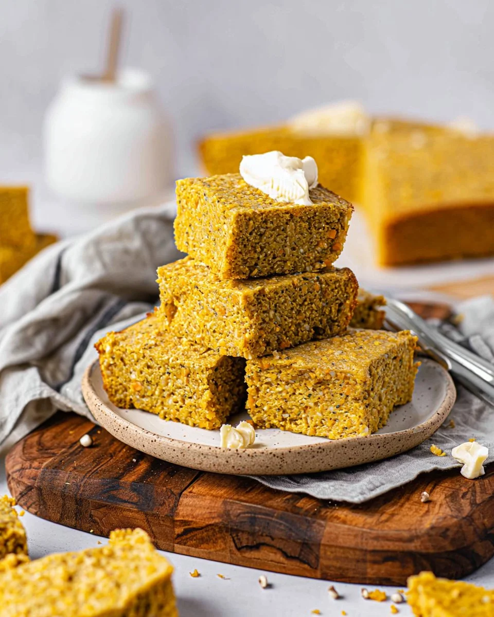 Delicious kid approved vegan cornbread served with butter and herbs