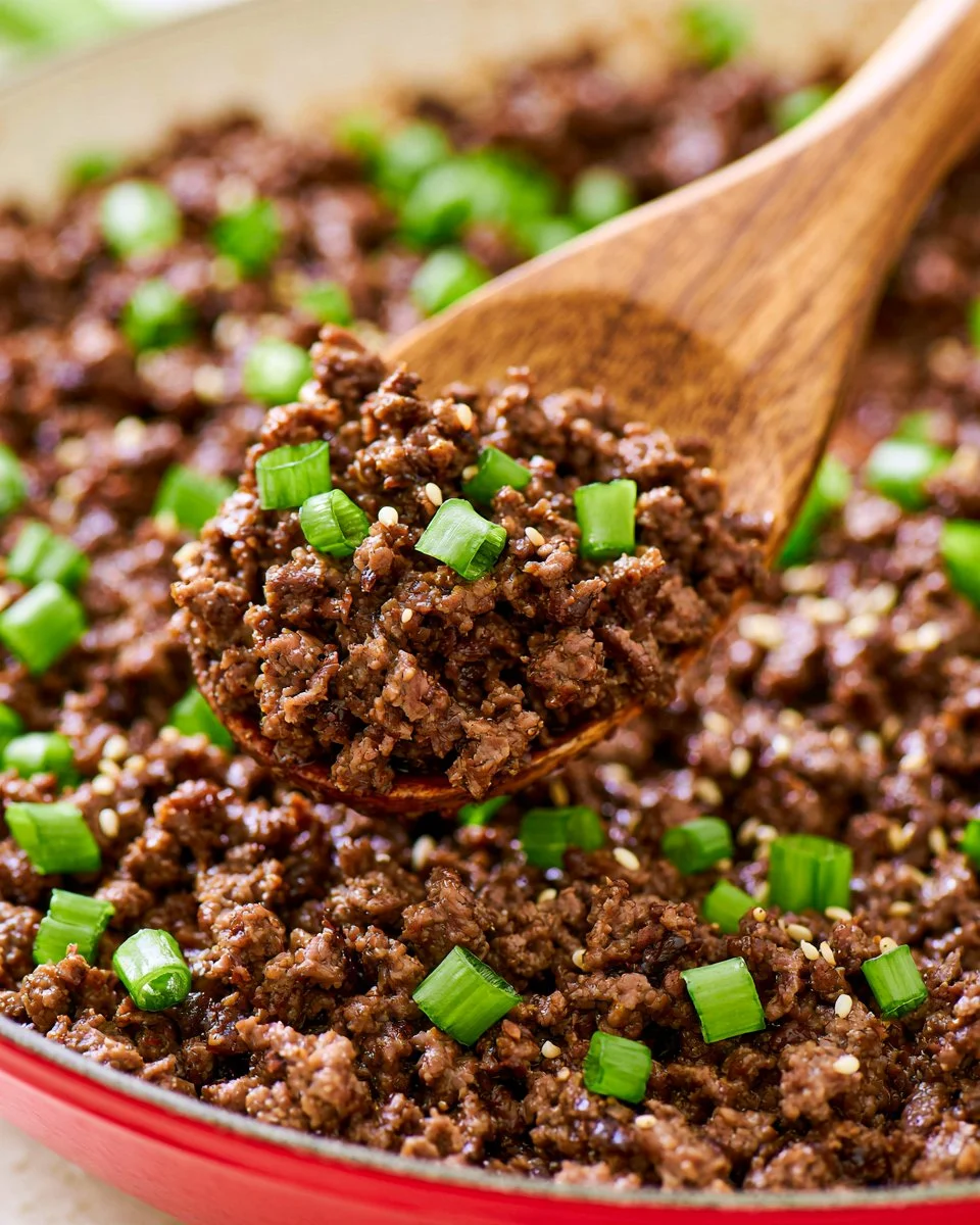 Bowl of Korean ground beef served with rice and vegetables