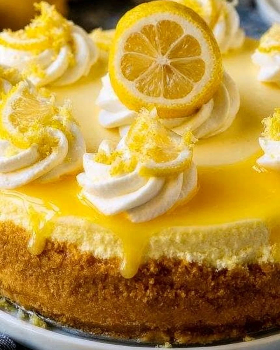 Deliciously creamy lemon cheesecake served on a white plate with zest on top.