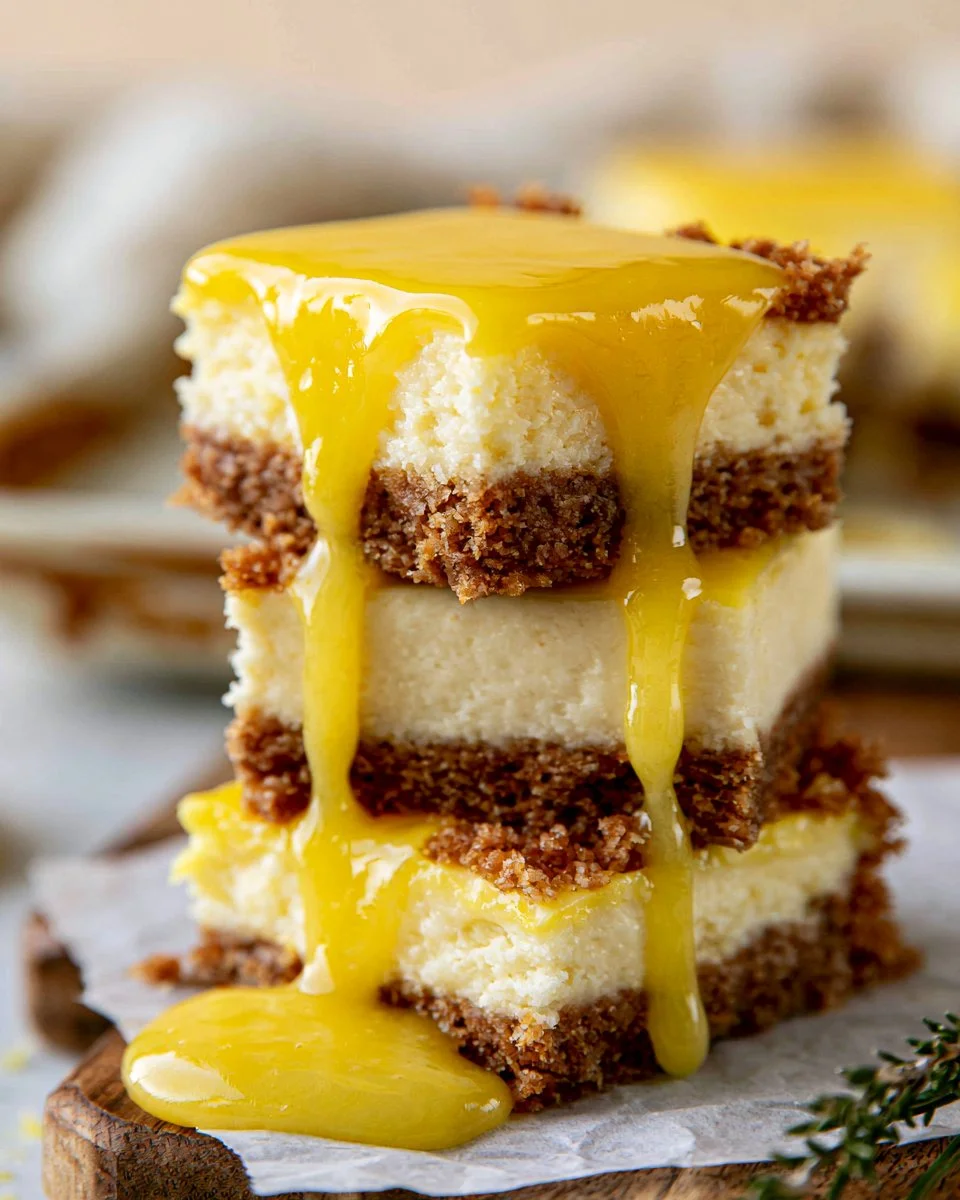 Lemon Cheesecake Bars topped with fresh lemon zest and a buttery crust