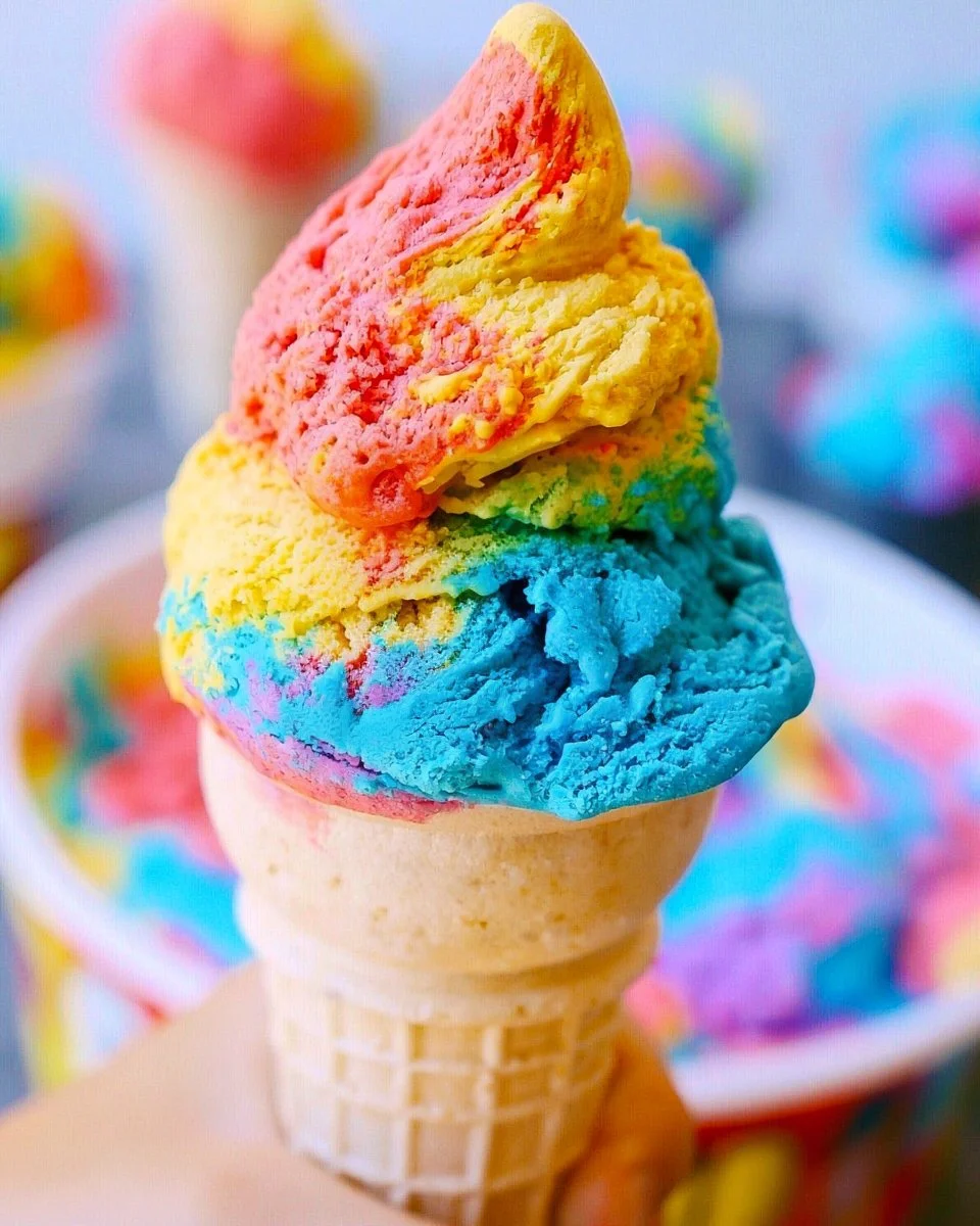 No Churn Superman Ice Cream served in a colorful bowl with bright sprinkles