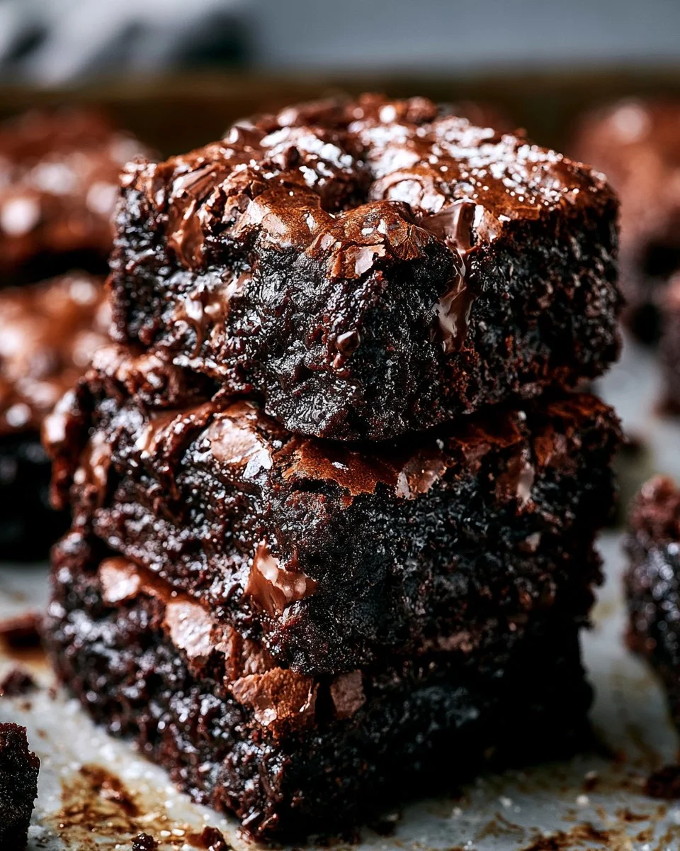 Delicious one bowl brownies ready to be enjoyed