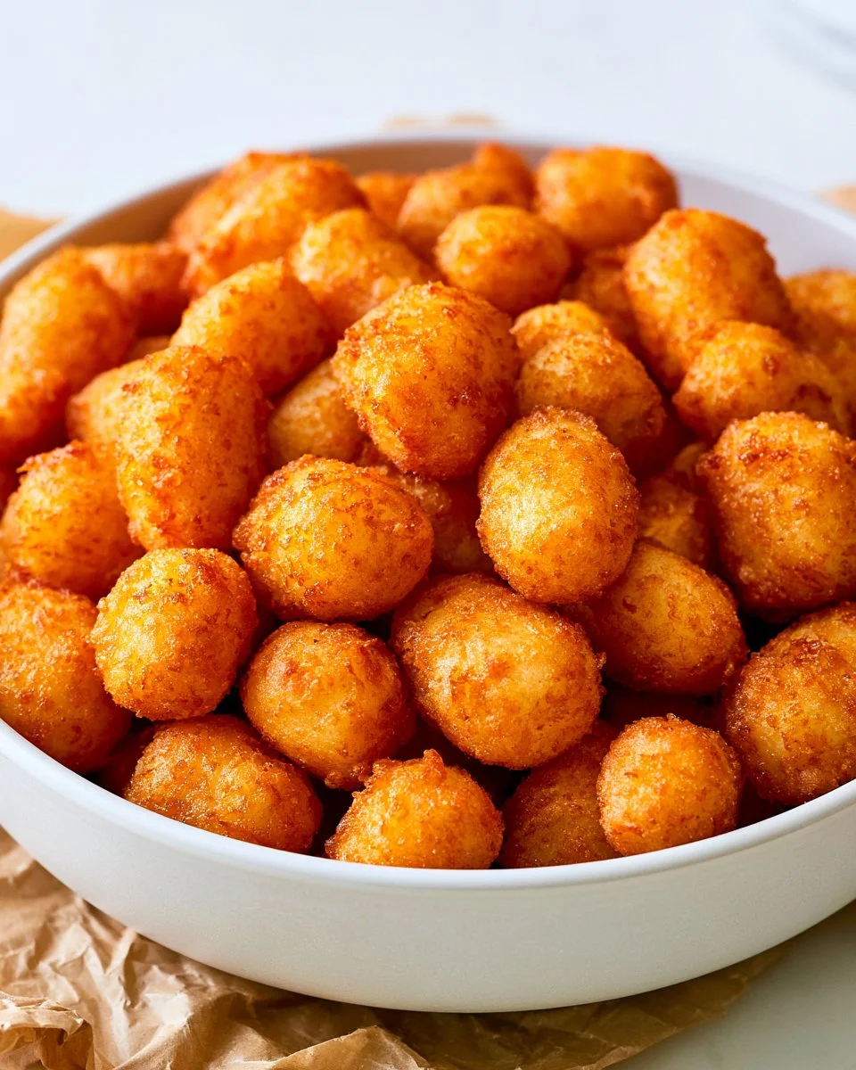 One Pan Fried Cheese Curds served with a side of dipping sauce