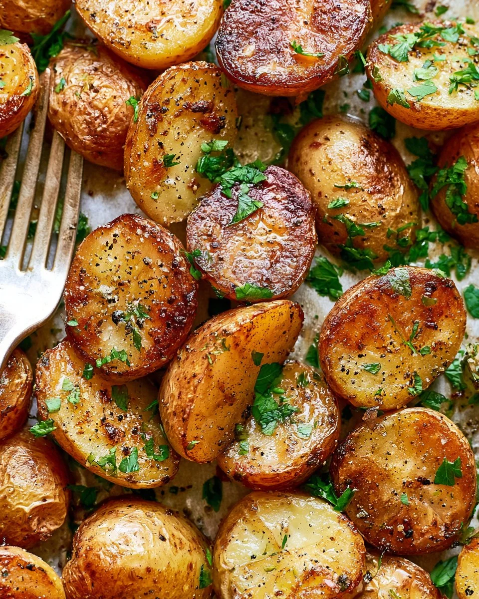 One pan roasted baby potatoes with herbs and spices