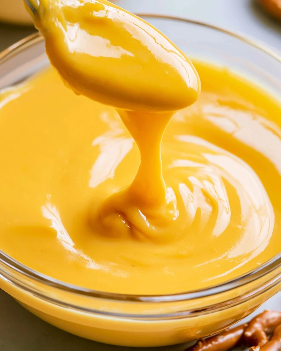 Delicious one pot cheddar cheese sauce ready to serve over pasta